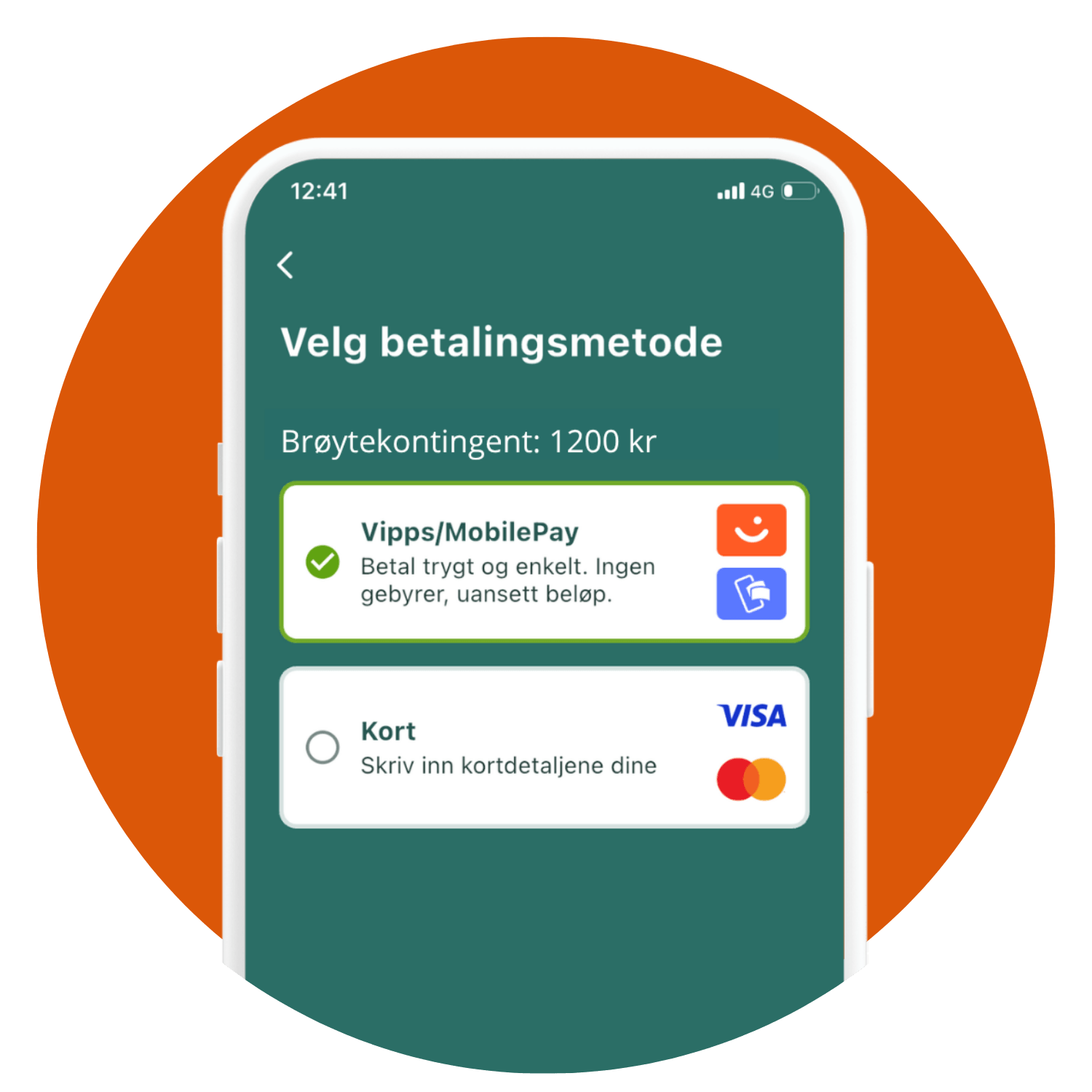 Enkel betaling med vipps eller kort for brøyting i hyttefeltet med hytteappen mLogg Fritid